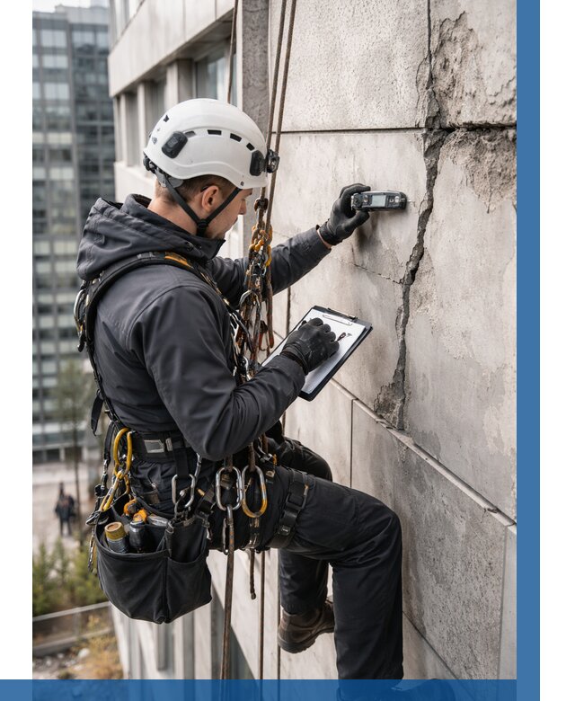 Обследование фасада альпинистами в Нижнеудинске от 122 р. | ВЫСОТНИК-Нжк