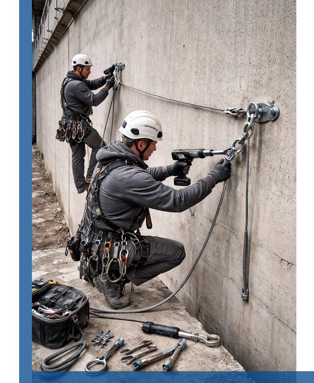 Монтаж анкерных линий высотной безопасности в Нижнеудинске